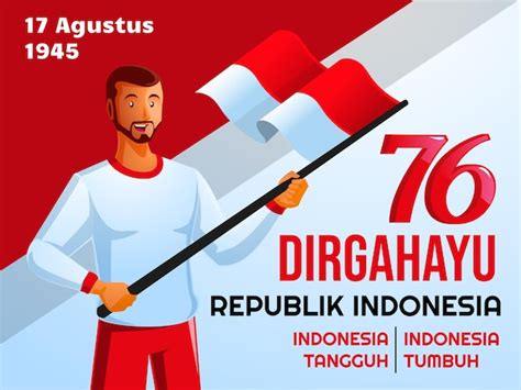 Menschen Feiern Indonesien 76 Unabhängigkeitstag Oder Dirgahayu