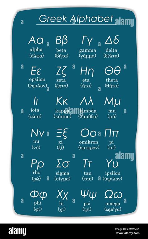 vector del alfabeto griego sobre fondo azul letras mayúsculas y minúsculas Imagen Vector de