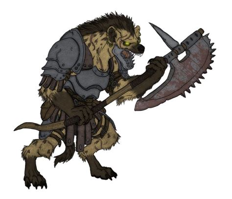 Male Gnoll Greataxe Fighter Pathfinder Pfrpg Dnd Dandd 35 5th Ed D20