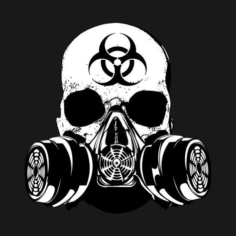 A Skull Wearing A Gas Mask With A Biohazard Symbol On It