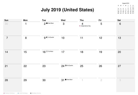 July 2019 Calendar Usa Bank Holidays Australia Holidays World