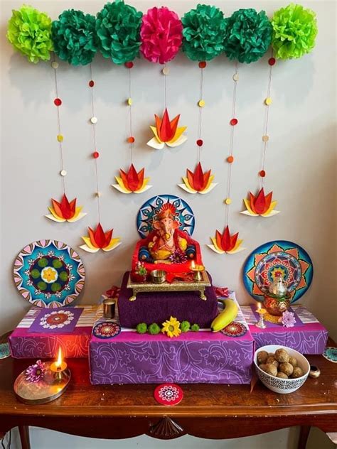 Diy Ganpati Decoration Ideas For Home Diwali Ganpati Pooja Ganesh The