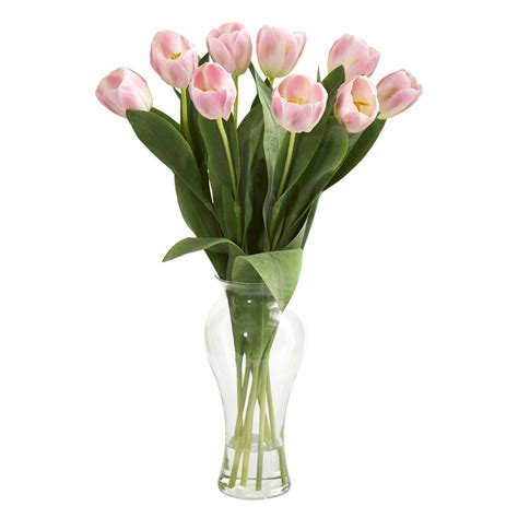 Nearly Natural 24in Tulips Artificial Arrangement In Vase