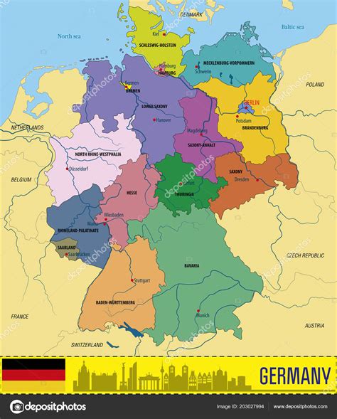 Mapa Alemania Colonia Mapa Vector Alemania Con Capitales Estados Mas Images