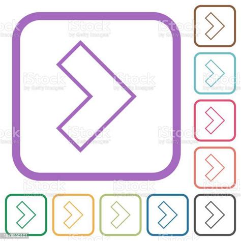 Right 90 Degrees Angle Arrow Outline Simple Icons Stock Illustration