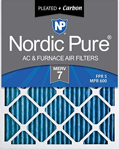 Nordic Pure 20x25x1 Merv 7 Plus Carbon Pleated Ac Furnace Air Filters