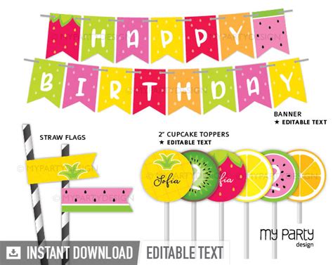 Tutti Frutti Party Printable Party Pack My Party Design