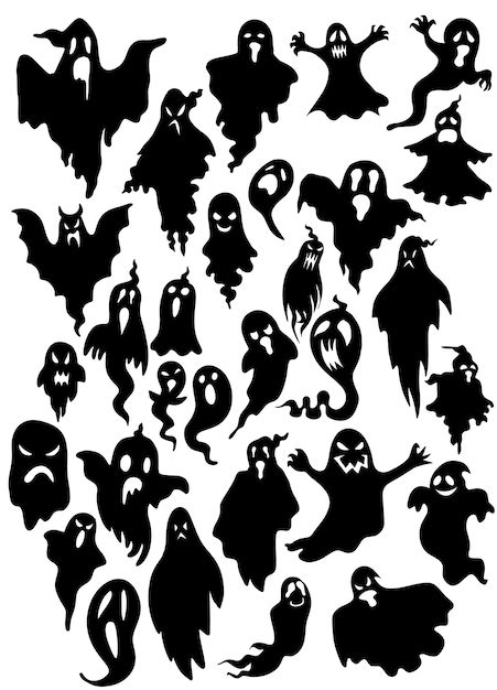 Premium Vector Silhouette Of Flying Evil Spirit In Style Collection