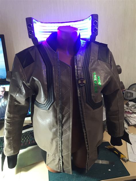 cyberpunk cosplay jacket 2077 led rgb light v etsy