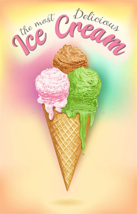 Vintage Ice Cream Poster Vector Illustration Stock Vector