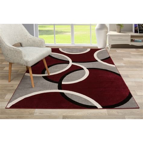 Shop Modern Abstract Circles Area Rug Red 53 X 73 On Sale