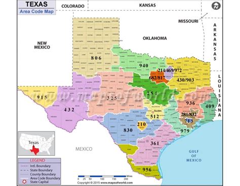 Texas Area Code Map Map Of The World