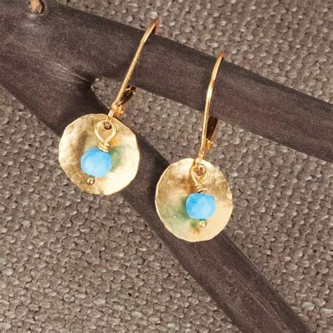 Hammered Gold Turquoise Earrings Jewelry Olive Cocoa Llc