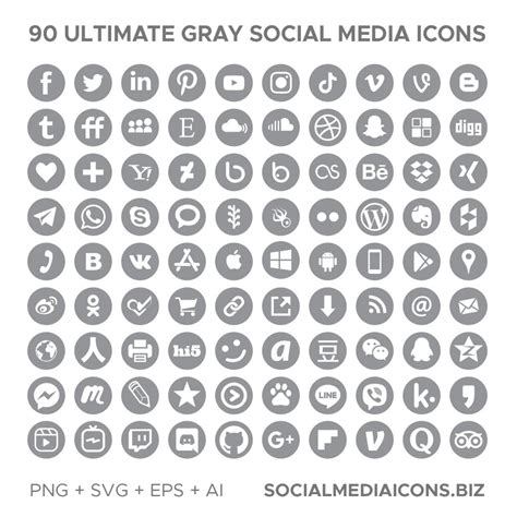 Ultimate Gray Round Social Media Icons Socialmediaicons