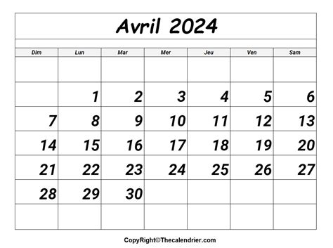 Calendrier Avril 2024 Pdf The Calendrier