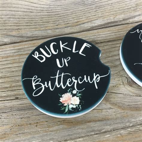 Buckle Up Buttercup Car Coasters Set Of 2 Car Coasters Etsy