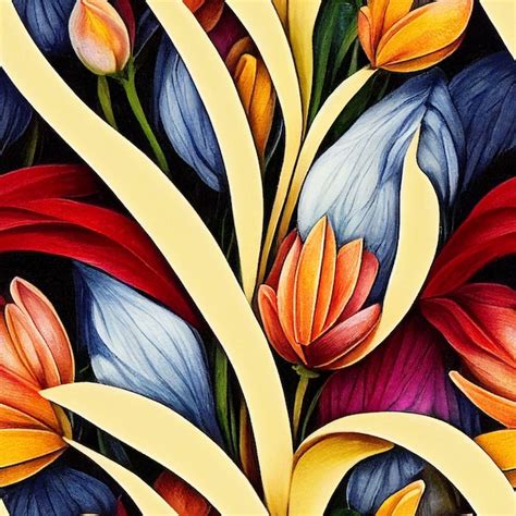 Premium Photo Ai Generated Illustration Of A Vibrant Floral Seamless