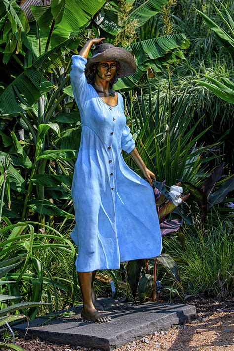 Bronze Statue Of A Maiden In Blue Dress Photograph By Fon Denton Fine