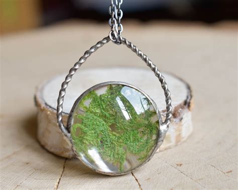 Real Moss Necklace Preserved Flowers Witchy Jewelry Trending Now