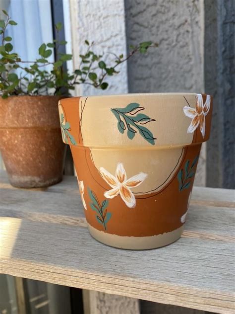 Hand Painted 4 Terracotta Pot Boho Plant Pot Indoor Pot