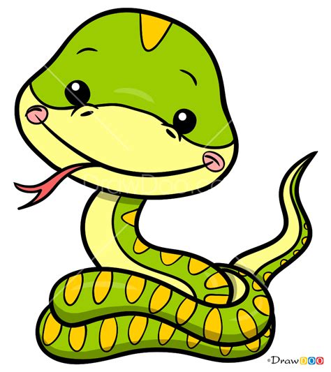 How To Draw Cute Little Snake Snakes