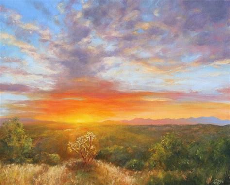 Golden Grasses By Meg Newberg Oil ~ 24 X 30 Desert Sunset Painting