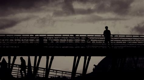Download Wallpaper 2560x1440 Lonely Loneliness Silhouette Bw