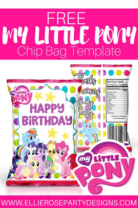 · customizations include hotel's logo and name/location . MY LITTLE PONY CHIP BAG FAVOR FREE TEMPLATE ...
