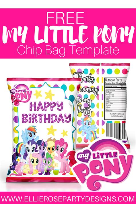 Tiktok chip bag digital file template. MY LITTLE PONY CHIP BAG FAVOR FREE TEMPLATE ...