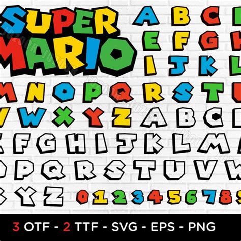 Super Mario Font Mario Font Letters Svg Dxf Png Eps For Etsy Super