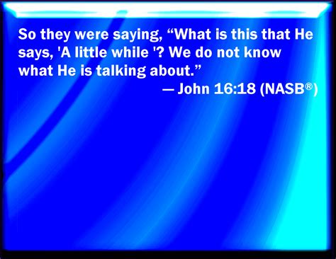 John 1618 They Said Therefore What Is This That He Said A Little