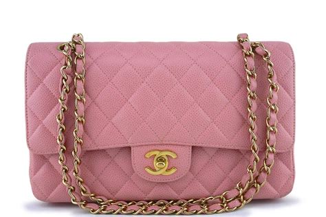 Chanel Pink Caviar Medium Classic 255 Double Flap Bag 18k Ghw
