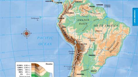 Physical Features Latin America Map Map Of World
