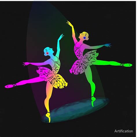 Pretty Rainbow Colored Ballet Dancer Silhouettes Art Prints By
