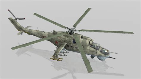 Mi24 Hind Russian Helicopter Gunship 3d Model Game Ready Max Obj 3ds
