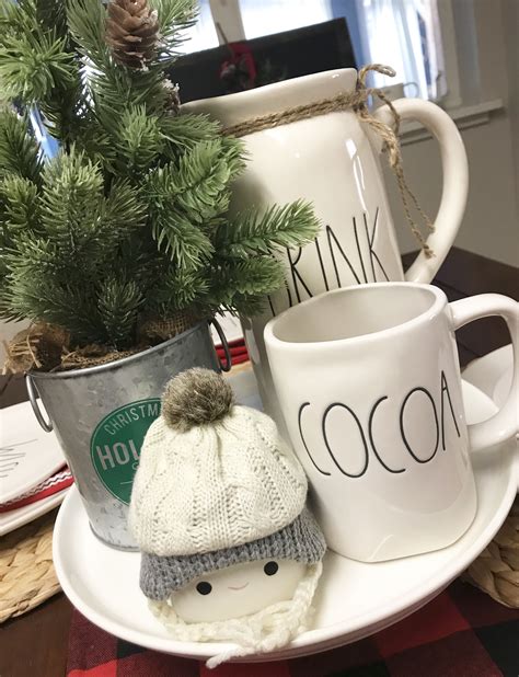 Christmas Centerpiece With Cocoa Mugs And Rae Dunn Craft