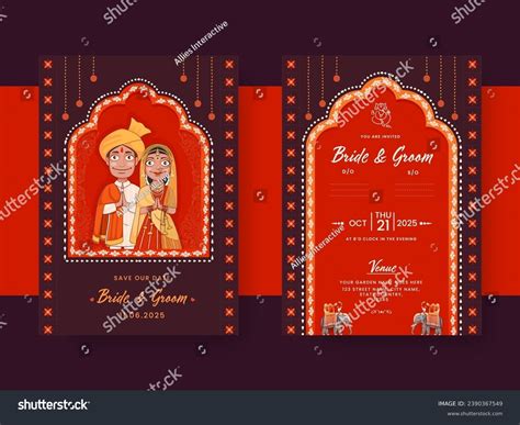 Indian Wedding Card Template Layout Newlywed Stock Vector Royalty Free