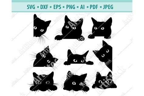 Cat Svg Black Cat Svg Peeking Cats Clipart Dxf Png Eps 413485