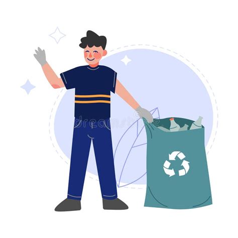 Boy Collecting Plastic Bottles Into Garbage Bag Teenager Picking Up