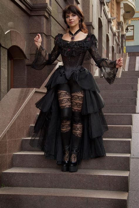 Black Gothic Wedding Dress Ruffle Skirt Tight Lacing Corset Vampire Ball Gown Alternative