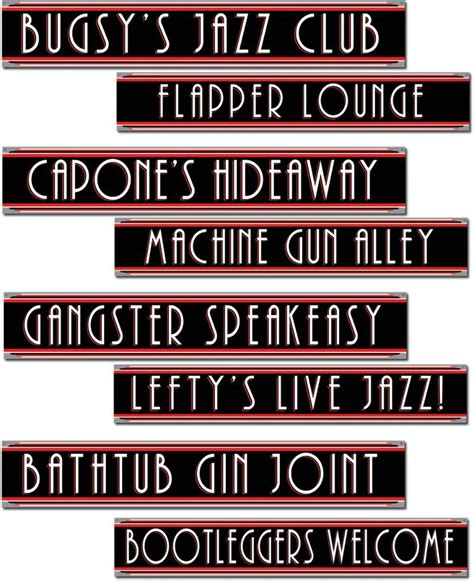 Gangster Street Sign Cutouts 12 Units Roaring Twenties Party 20s