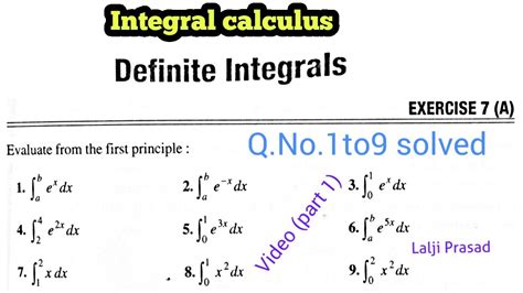 Definite Integrals Chapter Integral Calculus Exercise A Solution Q