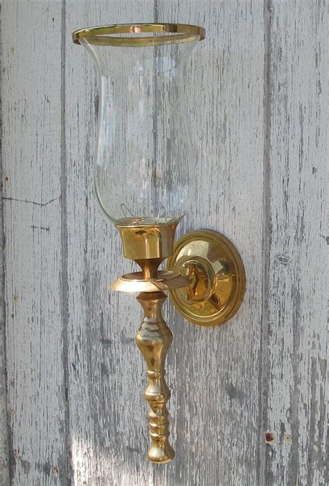 Vintage Pair Of Brass Wall Sconce Candle Holders With