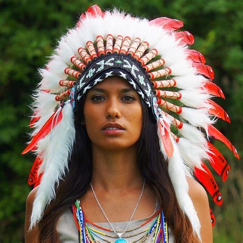 Red Indian Chief Headdress 65cm Indian Headdress Novum Crafts