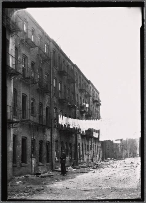 Rear Of Tenements With Debris In Yard And Hanging Laundry Manhattan