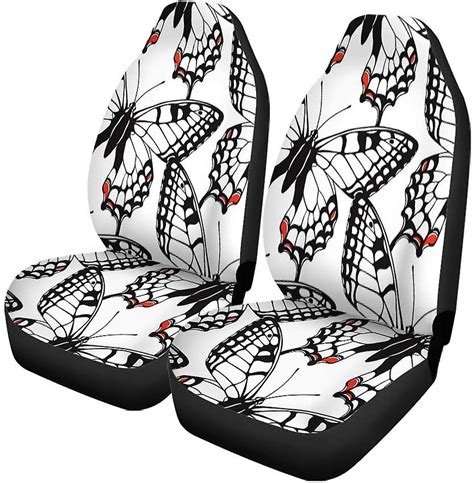 set of 2 car seat covers beige butterfly butterflies spring summer green drawing pattern vintage