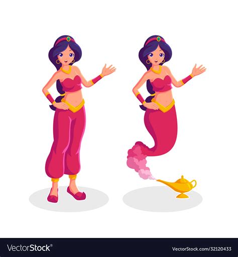Female Genie Arabian Princess Cartoon Character Vector Image