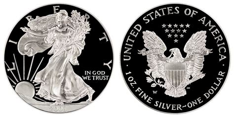 2003 W American Silver Eagle Bullion Coin Proof Type 1 Reverse Of