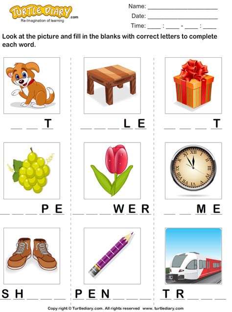 We also created free worksheets and other fun activities which are located below the table. Identify the Words Worksheet - Turtle Diary
