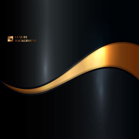 Abstract Glowing Gold Wave On Black Background Luxury Style 1936739